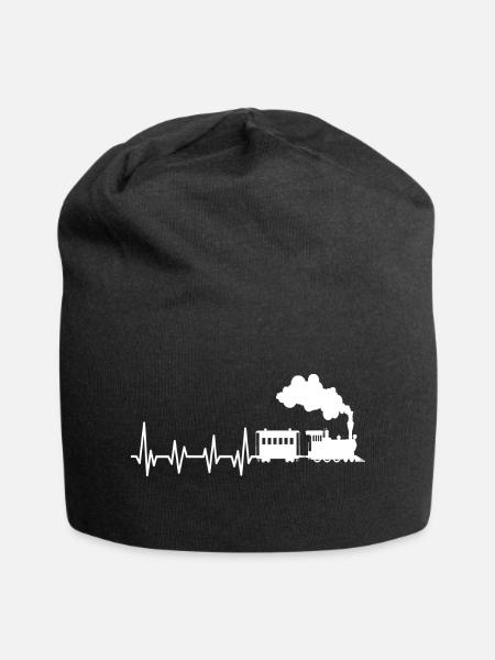 Eisenbahn Herzschlag Zug Lok Pulsschlag - Jersey-Beanie - Schwarz