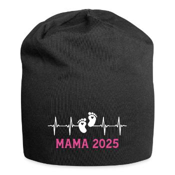 Mama 2025 Herzschlag Werdende Mutter - Jersey-Beanie - Schwarz - Vorne