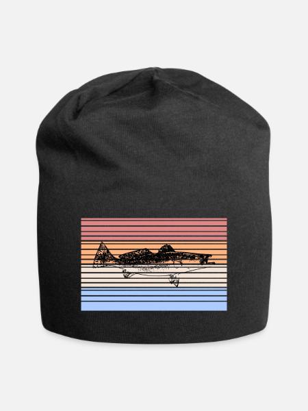 Fisch Fische Natur Angel Fischer - Jersey-Beanie - Schwarz