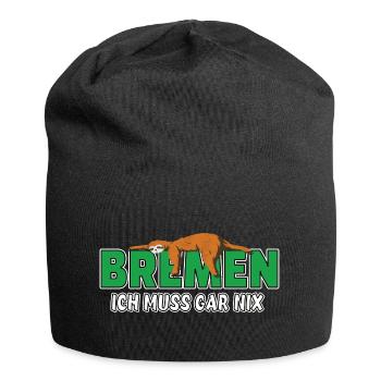 Bremen ich muss gar nix Faultier Heimat - Jersey-Beanie - Schwarz - Vorne