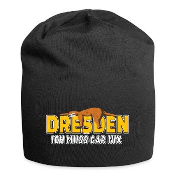 Dresden ich muss gar nix Faultier Heimat - Jersey-Beanie - Schwarz - Vorne