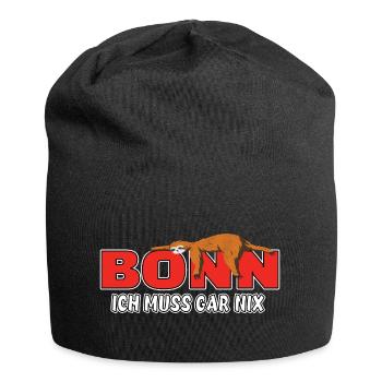 Bonn ich muss gar nix Faultier Heimat - Jersey-Beanie - Schwarz - Vorne