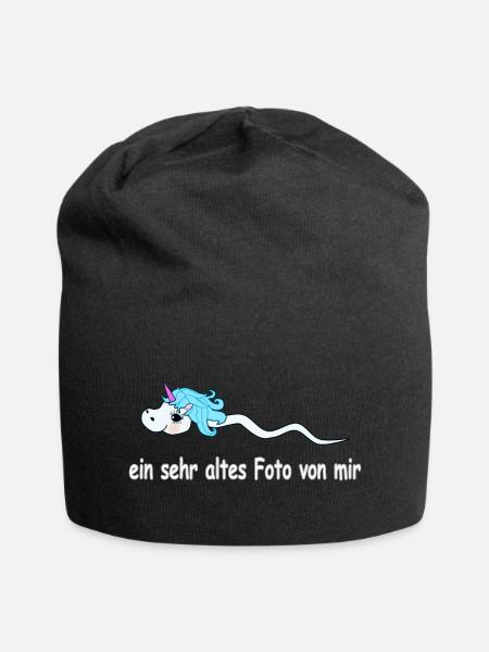 Einhorn Spermium altes Foto - Jersey-Beanie - Schwarz