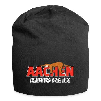 Aachen ich muss gar nix Faultier Heimat - Jersey-Beanie - Schwarz - Vorne