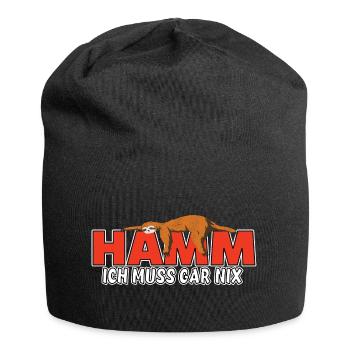 Hamm ich muss gar nix Faultier Heimat - Jersey-Beanie - Schwarz - Vorne