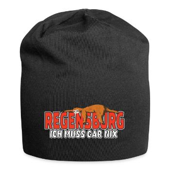 Regensburg ich muss gar nix Faultier Heimat - Jersey-Beanie - Schwarz - Vorne