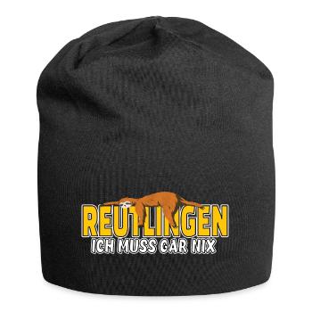 Reutlingen ich muss gar nix Faultier Heimat - Jersey-Beanie - Schwarz - Vorne