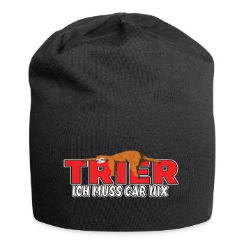 Trier ich muss gar nix Faultier Heimat - Jersey-Beanie - Schwarz - Vorne