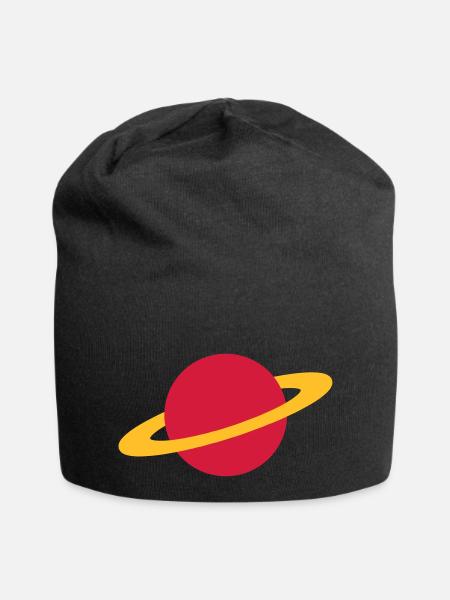Planet / planet / planète / Saturn - Jersey-Beanie - Schwarz