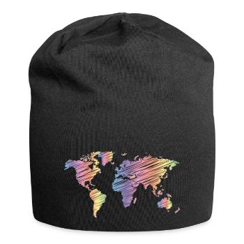 Pastel World Map Colorful World - Jersey Beanie - black - Front