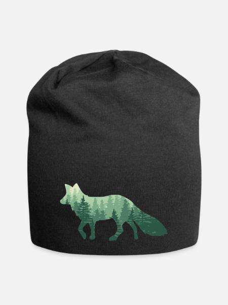 Fuchs Wald / fox with forest - Jersey-Beanie - Schwarz