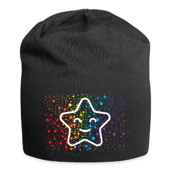 Étoile qui rit et éclaboussures de couleur - Bonnet en jersey - noir - Devant