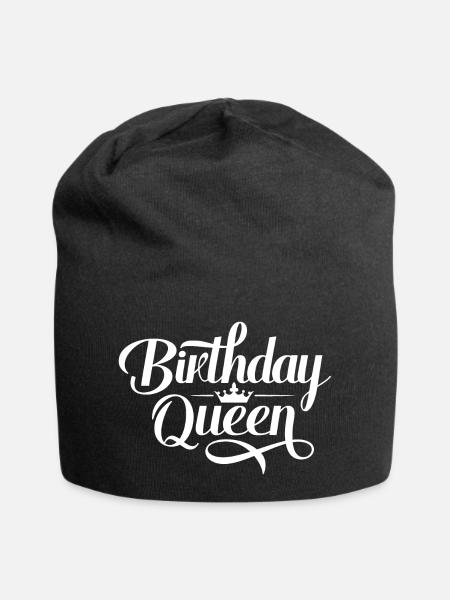 Birthday Queen Happy Birthday White - Jersey-Beanie - Schwarz
