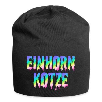 Einhorn Kotze lustiger Schriftzug Regenbogen - Jersey-Beanie - Schwarz - Vorne