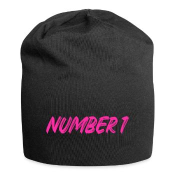 Number 1 - eins - erster - erste - 1 - Nummer 1 - Jersey-Beanie - Schwarz - Vorne