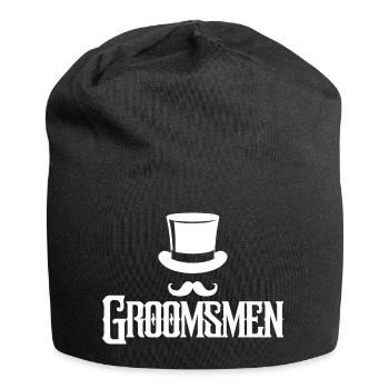 Groomsmen Top Hat & Mustache Mens Enterrement de vie de garçon - Bonnet en jersey - noir - Devant