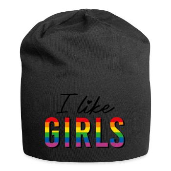 LGBTQIA+ I like girls rainbow flag lesbian - Jersey Beanie - black - Front