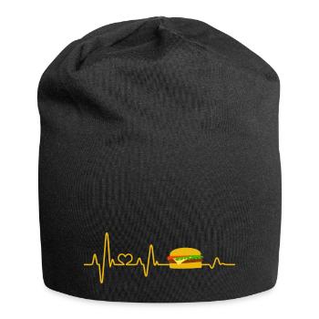 Fast Food Herzschlag Cheeseburger Burger Essen - Jersey-Beanie - Schwarz - Vorne