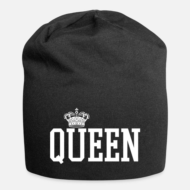 King - Queen Geschenk Geschenkidee - Jersey-Beanie - Schwarz