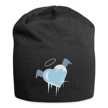 Kaltes Herz mit Heiligenschein,Flügel und - Jersey-Beanie - Schwarz - Vorne