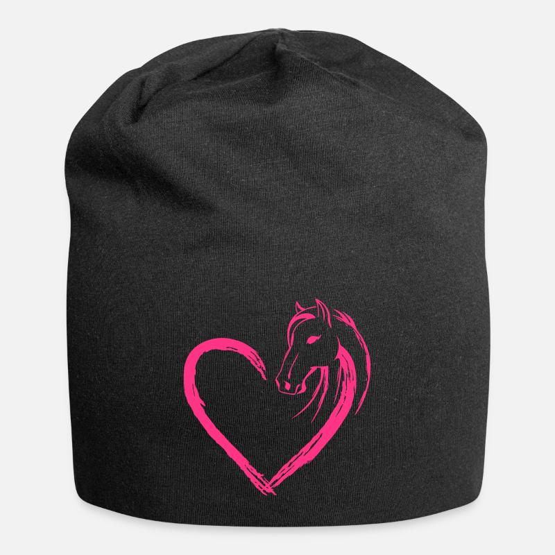 Pferde Herz - Jersey-Beanie - Schwarz