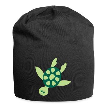 Kunterbunte Meeresschildkröte - Jersey-Beanie - Schwarz - Vorne