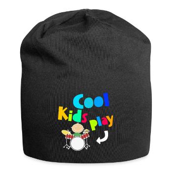 Cool Kids Play Drum Drumsticks Drummer - Jersey Beanie - black - Front