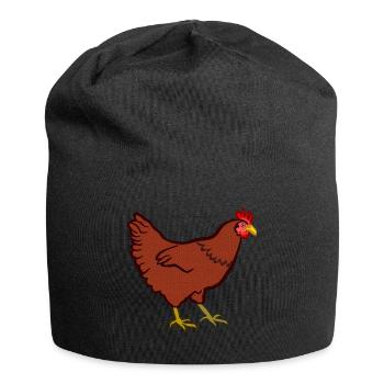 Ein Huhn - Jersey-Beanie - Schwarz - Vorne
