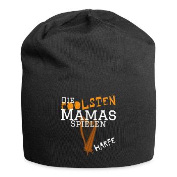 Die coolsten Mamas spielen Harfe - Musiker - Jersey-Beanie - Schwarz - Vorne