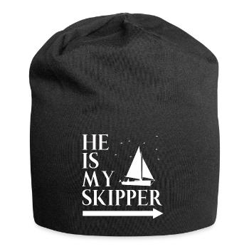 Sailing skipper sailboat yacht couple gift - Jersey Beanie - black - Front