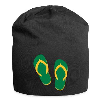 Sommer Flip Flops – Beach & Urlaub Vibes - Jersey-Beanie - Schwarz - Vorne
