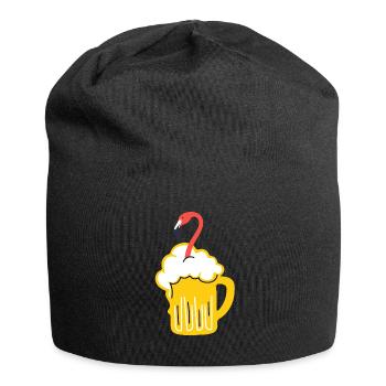 Flamingo Bierglas Bier Geschenk rosa Bierkrug - Jersey-Beanie - Schwarz - Vorne