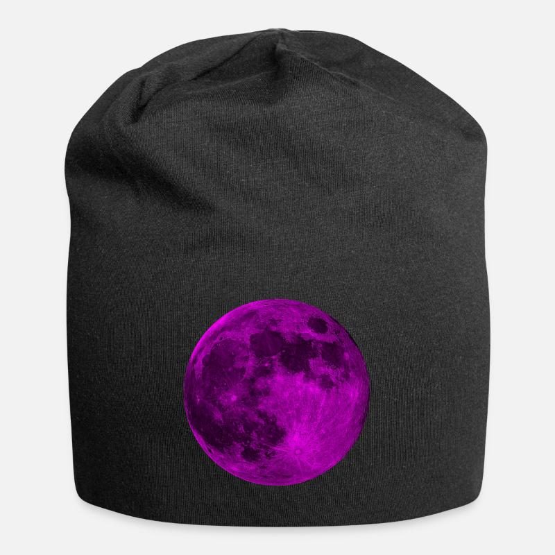 Mysterious Pink Full Moon - Jersey Beanie - black
