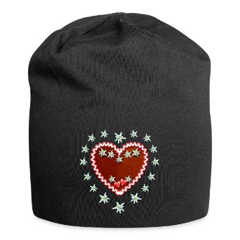49 Lebkuchenherz Engelein Edelweiss Dein Text - Jersey-Beanie - Schwarz - Vorne