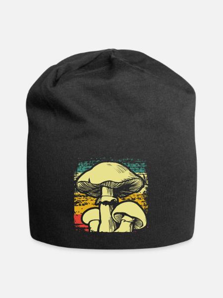 Pilze - Jersey-Beanie - Schwarz