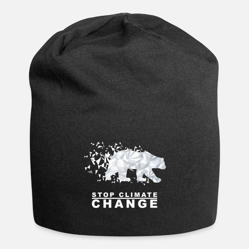 Stop Climate Change Polar Bear - Jersey Beanie - black