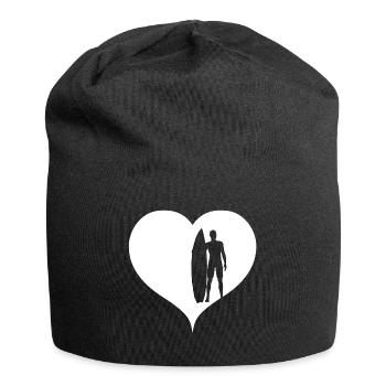 Surfer Herz weiß - Jersey-Beanie - Schwarz - Vorne