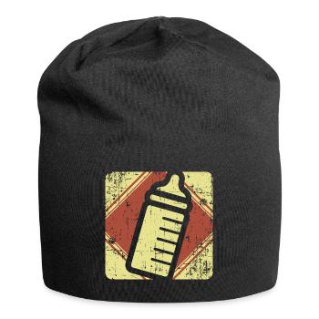 Babyflasche Babysitter Geschenk - Jersey-Beanie - Schwarz - Vorne