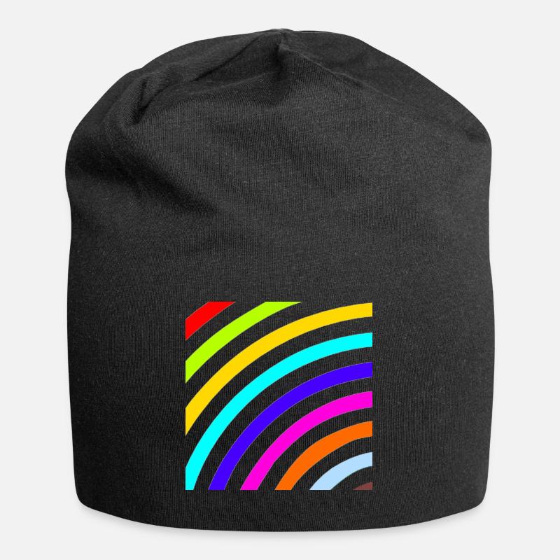 Regenbogen - Jersey-Beanie - Schwarz