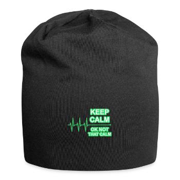 Keep calm, ok not that calm - pulse, heartbeat - Jersey Beanie - black - Front