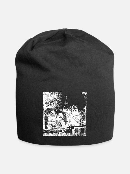 Ma maison - vue sur la cour arrière - idylle rurale - Bonnet en jersey - noir