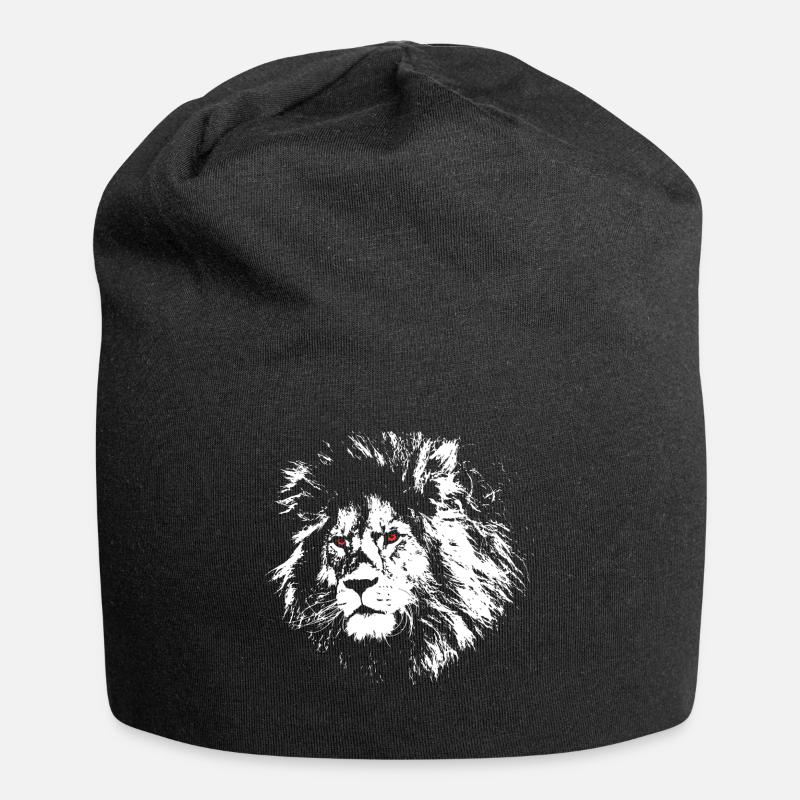 Löwenkopf - Jersey-Beanie - Schwarz