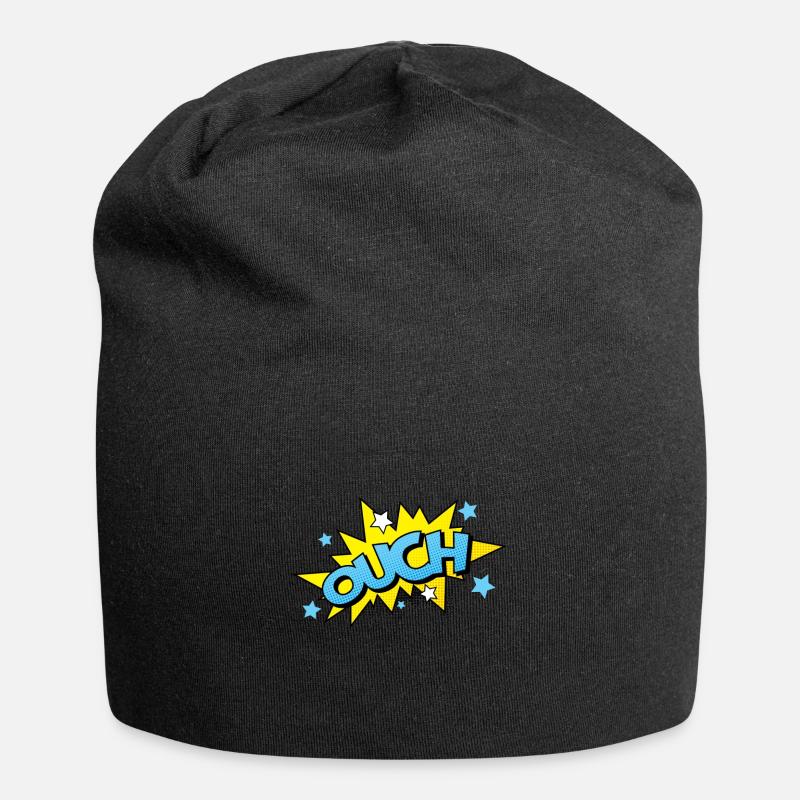 Comic Comicstyle Comic-Strips Nerd Superheld - Jersey-Beanie - Schwarz