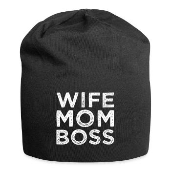 Wife Mom Boss Ehefrau Mutter Chef - Jersey-Beanie - Schwarz - Vorne