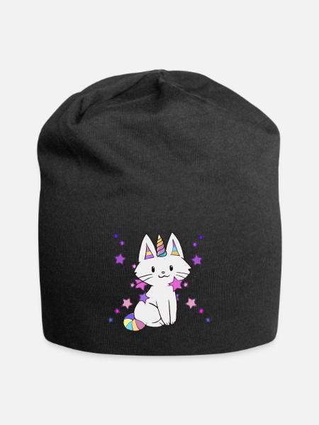 Einhorn Katze - Jersey-Beanie - Schwarz
