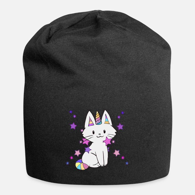 Einhorn Katze - Jersey-Beanie - Schwarz