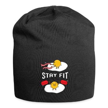 Fried egg in the gym - Jersey Beanie - black - Front
