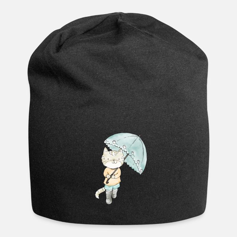 cat - Jersey Beanie - black