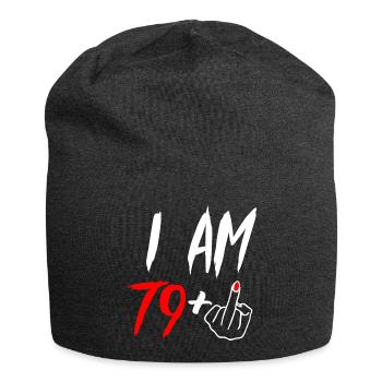 80th birthday middle finger - Jersey Beanie - charcoal grey - Front