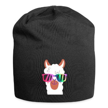Lama, Alpaca, Sunglasses, Head, Gift, Peru - Jersey Beanie - black - Front